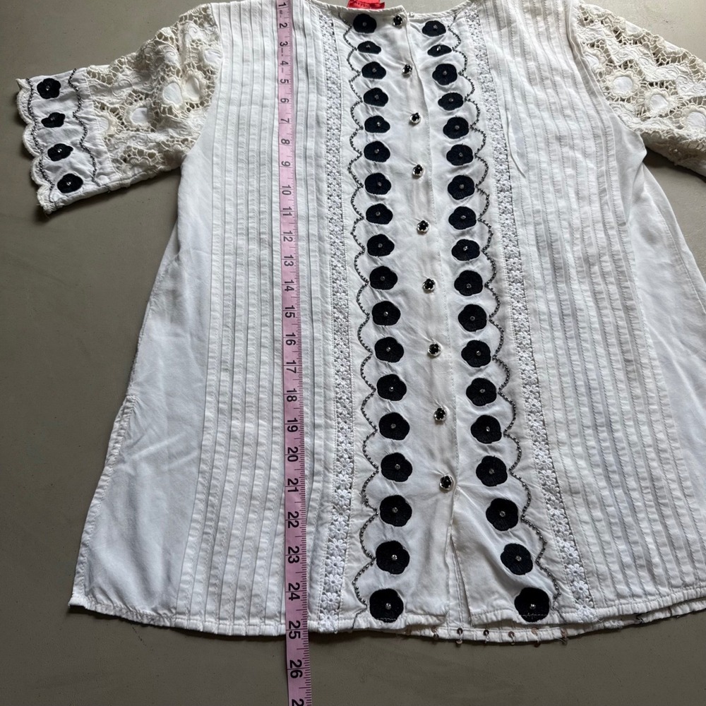 Anthropologie lace embroidered Top S Boho peasant Festival Cottagecore Romantic - Picture 13 of 13